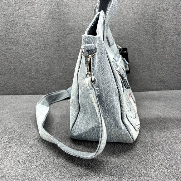 TRUE RELIGION Denim Pocket Horseshoe Logo Shoulder Crossbody Bag Light Blue - Picture 8 of 14